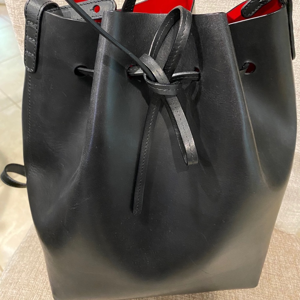 Mansur Gavriel Bucket Bag in Black/Flamma